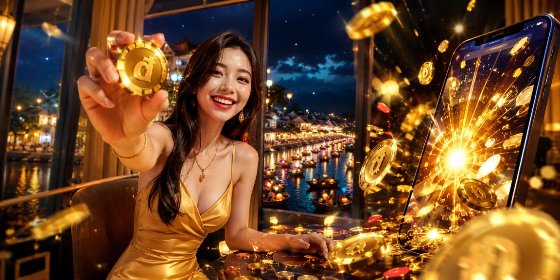 Người chơi sử dụng ứng dụng di động tại lễ hội Hội An để truy cập casino và cá cược thể thao